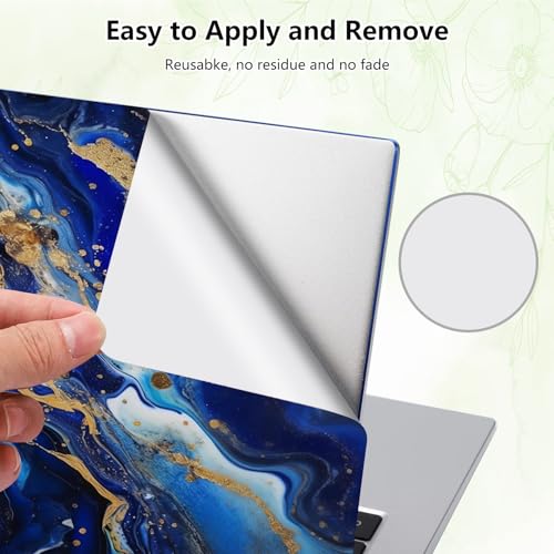 Laptop Skin Sticker Decal, Universal Reusable Vinyl Laptop Cover for 12" 13" 13.3" 14" 15" 15.4" 15.6" Notebook PC, Waterproof Scratch-Resistant with 2 Wrist Pads, Easy to Apply & Remove,Blue Marble - color: Blue Marble