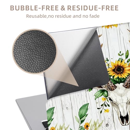 Universal Laptop Skin Sticker for 12/13/14/15.6 Inch Laptops, Reusable Vinyl Laptop Decal Cover, Waterproof Scratch Resistant Notebook Skin with 2 Wrist Pads,Sunflowers Deer - color: Sunflowers Deer
