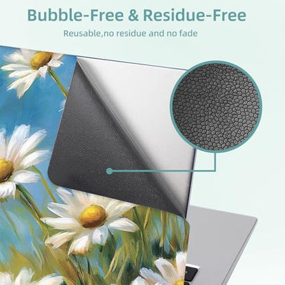 Universal Laptop Skin Decal, 3-Piece Vinyl Protector for 12 13 14 15.6" Notebook, Waterproof Anti-Scratch, Easy Trim & Bubble-Free Finish, Field of White Daisies - color: Field of White Daisies