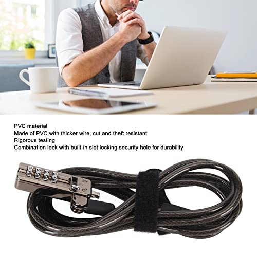 Laptop Lock Computer Lock Cable Lock 4 Digit Cipher Durable Portable Security Cable with Combination Lock for Della Laptops PVC Material Metal Construction Adjustable Length