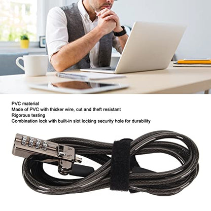 Laptop Lock Computer Lock Cable Lock 4 Digit Cipher Durable Portable Security Cable with Combination Lock for Della Laptops PVC Material Metal Construction Adjustable Length
