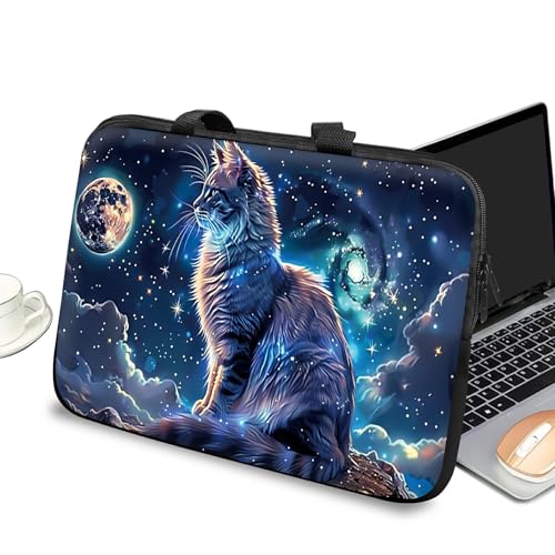 Universal Laptop Case Sleeve 10 inch with Handle and Zipper, Kids Tablet Carrying Case Messenger Bag Portable Tote Bag for 7-10 inch iPad/Notebook/eBook/Readers, Cat Universe - color: Cat Universe, size: 10 inch