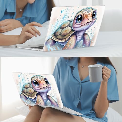 Mektron Case for MacBook Air 13 inch M1 A2337 A2179 A1932,Hard Cover 2018-2021 Air 13-inch with Touch ID, Exclusively Designed Protective Shell with Keyboard Skin+Screen Protector, Cute Turtle - color: Cute Turtle