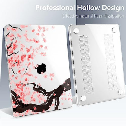 Batianda Case for MacBook Air 15" with M5 M4 M3 M2 Chip, Cherry Blossoms | 4-in-1 Set with Pink Sakura Branch Design, Lightweight Hard Shell Protection For Girls, Students and Cherry Blossom Lovers - color: Cherry Blossoms