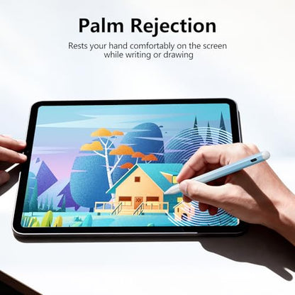 Stylus Pen for iPad 6-11th Gen 2X Fast Charge, Palm Rejection-White Blue | Tilt Sensitivity, USB-C Charge, Compatible with 2018-2026 Apple Pencil iPad Pro 11/12.9/13, Air 3/4/5/M2/M3/M4, mini 5/6/7 - color: White blue