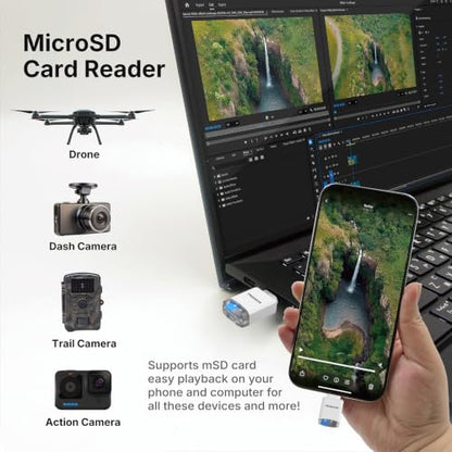 Micro SD Card Reader for iPhone 17/16/15, iPad, Android, Mac, PC, Laptop, USB C Memory Card Reader adapter, Auto Photo Backup, Apple MFi Photo stick Phone Drive iXflash Q mini w/Free App White - color: White