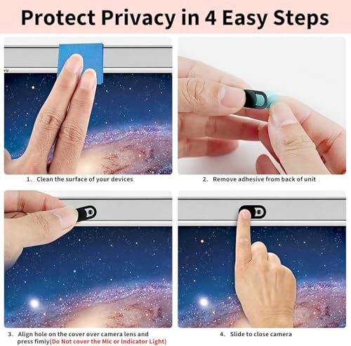 Camera Privacy Covers 3 Pack Ultra Thin 0.03 Inch Slide Laptop Phone Camera Blocker Black (Black)