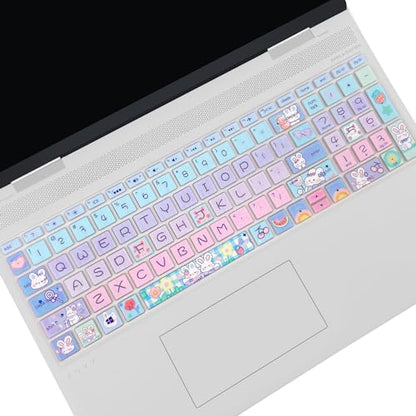 Keyboard Cover for HP Envy x360 15m-bp/bq /2020 2019 HP Pavilion 15/ HP Pavilion x360 15.6” Series/HP Envy 17 17.3" Series/HP Laptop 15t 17t 17-ca0011nr 17-by0040nr, Cute Bunny - color: Cute Bunny