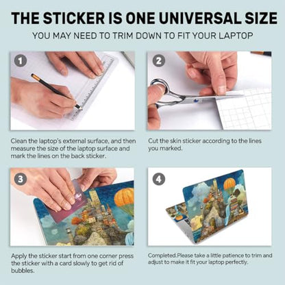3Pcs Laptop Skin Sticker Decal Oil Painting PVC Laptop Sticker Fits for 12-16 Inch Notebook Waterproof Scratch Proof Dream Castle Universal Notebook PC Personalized Protector Gift