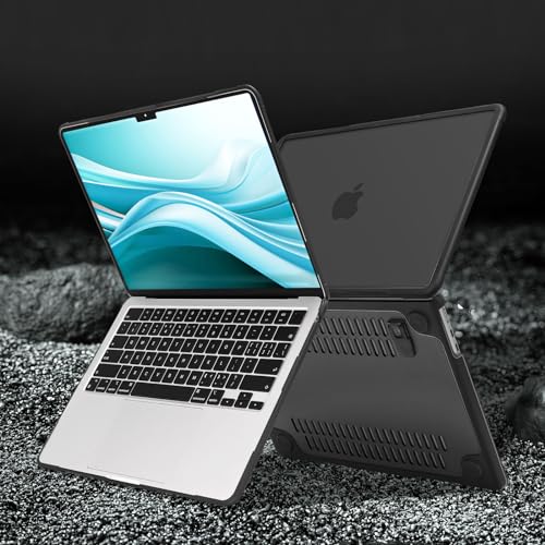 MOSISO Compatible with MacBook Air 13 inch Case M5 M4 M3 M2, Black | 4 in 1 Kit Anti-Crack Hard Shell with Kickstand for MacBook Air 13.6 inch Case 2026-2022 A3449 A3240 A3113 A2681 - color: Black