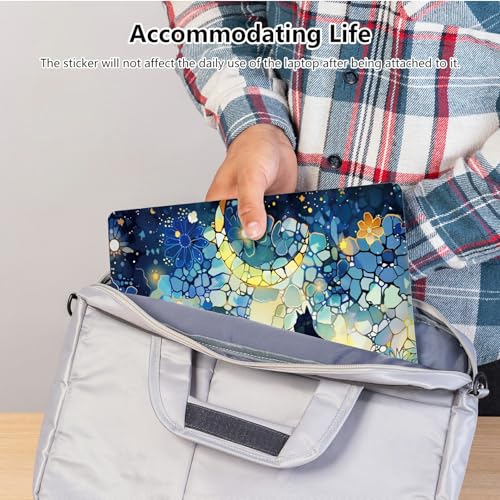 Universal Laptop Skin Sticker with 2 Wrist Pad Skins, Waterproof Scratch Resistant Vinyl Laptop Cover Decal, Cut to Fit for 11–15.6 Inch MacBook HP Dell Lenovo, Glass Cat Moon - color: Glass Cat Moon