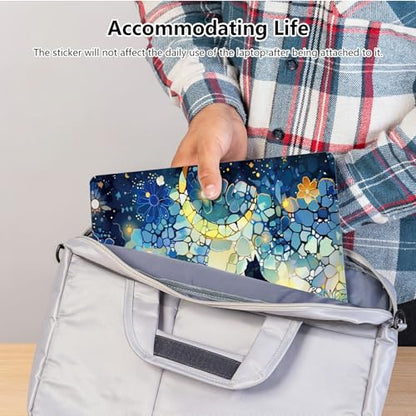 Universal Laptop Skin Sticker with 2 Wrist Pad Skins, Waterproof Scratch Resistant Vinyl Laptop Cover Decal, Cut to Fit for 11–15.6 Inch MacBook HP Dell Lenovo, Glass Cat Moon - color: Glass Cat Moon