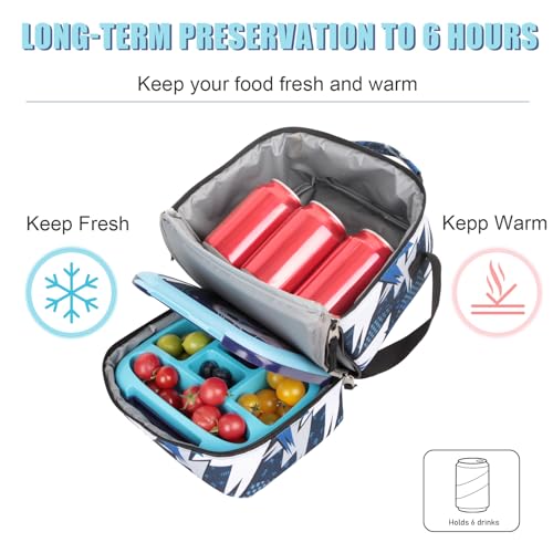 Tilami Rolling Backpack & Lunch bag for Kids 19 Inch Wheeled Bookbag for Boys & Girls for School & Travel,Arts Blue - color: Arts Blue