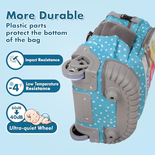 Tilami Rolling Backpack for Kids 19 inch with Lunch Bag Wheeled Laptop Backpack,Blue - color: Blue