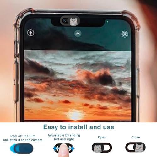 6Pcs 6 Styles Cat Camera Cover Slide Webcam Privacy Cover Cute Animal Design Ultra-Slim Camera Blocker for Laptop Desktop Computer Tablet Phone Notebook Mini PC Accessories Home Office Use - color: Cat-1
