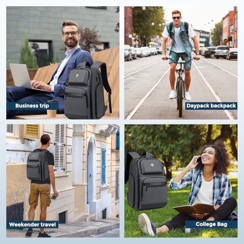 Fenree.geer Business Travel Backpack for Professionals 17 Inch Laptop, Grey | Water Resistant, Expandable, 45L Travel Backpack with USB Port, Men's Backpack for Work/College/Commuter/Business