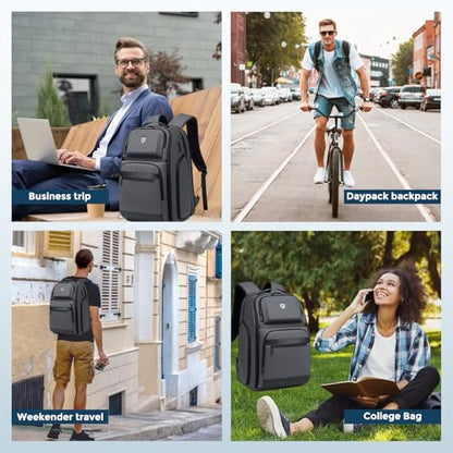 Fenree.geer Business Travel Backpack for Professionals 17 Inch Laptop, Grey | Water Resistant, Expandable, 45L Travel Backpack with USB Port, Men's Backpack for Work/College/Commuter/Business