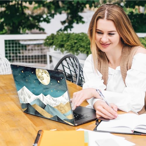 Laptop Skin Sticker Decal, Universal Reusable Vinyl Laptop Cover for 12" 13" 13.3" 14" 15" 15.4" 15.6" Notebook PC, Reusable Waterproof Scratch-Resistant with 2 Wrist Pads,Mountain Moon Abstract - color: Mountain Moon Abstract
