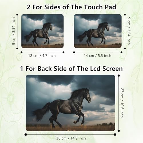 Laptop Skin Sticker Decal, Universal Reusable Vinyl Laptop Cover for 12" 13" 13.3" 14" 15" 15.4" 15.6" Notebook PC, Waterproof Scratch-Resistant with 2 Wrist Pads, Easy to Apply & Remove,Black Horse - color: Black Horse