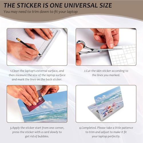 Laptop Skin 12.1-15.6 inch Removable Universal Reusable Laptop Sticker Decal,Waterproof No Residue Vinyl Cover,Scratch-Resistant Cuttable Full Wrap Sticker for Notebook, Pastel Ocean Wave - color: Pastel Ocean Wave