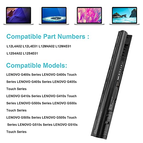 L12L4E01 G400S Laptop Battery for Lenovo G50 G50-30 G50-45 G50-70 G50-80 G405s G410s S410P S510P G500s G505s G510s Z710 L12S4E01 L12S4A02 L12M4A02 4ICR17/65 Z710p Z70-70 Z70-80 Z50 Z710 Z50-75 - size: 11.13*1.74*1.27inch