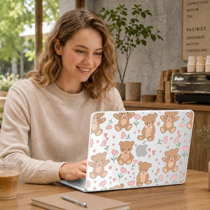 May Chen Compatible with MacBook Neo 13 inch Case 2026 Model A3404, Plastic Hard Shell,Keyboard Cover,Screen Protector,Dust Plug, for MacBook Neo 13" with A18 Pro Chip, Cute Teddy Bear - color: Cute teddy bear