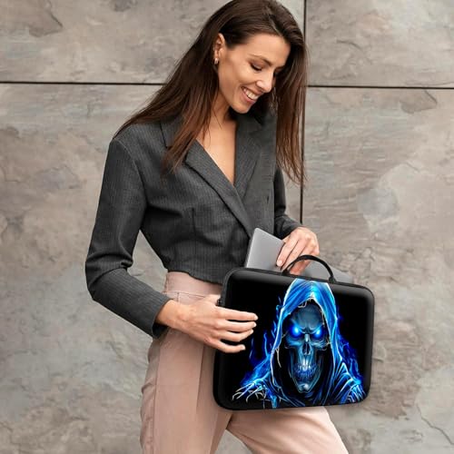 14 15 15.4 15.6 inch Laptop Handle Bag Computer Bag, Pouch Holder Notebook Sleeve Cover Soft Case Compatible for Dell,Lenovo,Toshiba HP, Asus Notebook-Blue Skull - color: Blue Skull