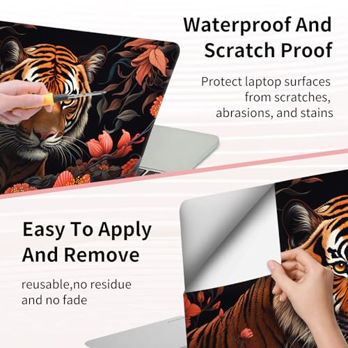 15.6 Inch Laptop Skin Sticker, Reusable Vinyl Cover Protector with 2 Wrist Pad Skins, Removable Waterproof Scratch-Resistant for 12-15.6 Inch Laptop Notebook,Flowers and Butterflys - color: Flowers and Butterflys