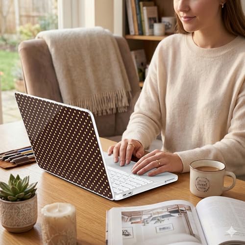 for MacBook Neo 13 Inch Case 2026 (Model A3404, A18 Pro chip), Stylish Pattern Protective Hard Shell with Screen Protector, Keyboard Cover & USB-C Adapter - Brown Polka Dots - color: Brown Polka Dots