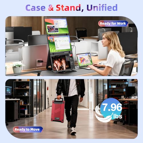 Quad Laptop Screen Extender, 15.6" FHD 1080P Quad Monitor, Combine into One 30" Screen (Landscape/Portrait), Just 1 Cable for 3 Screens, Driver Required, Compatible with Wins & Mac - size: 15.6-Q