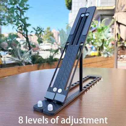 Lightweight Carbon Fiber Laptop Stand Foldable Portable 8 Angles Adjustable Laptop Holder Riser Ventilated Cooling Notebook Computer Stand up to 17.3” Laptops&Tablets Black Gray