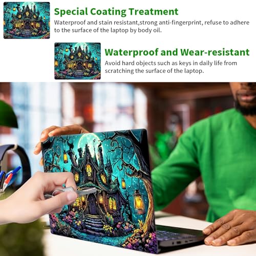 Laptop Skin Sticker Decal, Universal Protective Cover Fit 12 13 14 15.6 Inch Notebook, Reusable Water-Resistant Vinyl Decal w/ 2 Wrist Pads for Business Travel Office, Castle Green - color: Castle Green