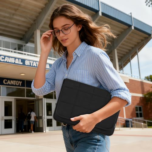MOSISO 13-14 inch Laptop Case, 13.3 inch Laptop Sleeve Compatible with MacBook Neo/Air/Pro 13 inch with A18/M5/M4/M3/M2/M1 Chip 2026-2016, Twelve Grid Quilted Flap Computer Bag with Pockets&Belt,Black