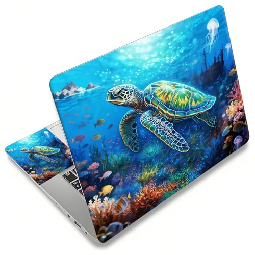 Laptop Skin Sticker Decal, Universal Reusable Vinyl Laptop Cover for 12" 13" 13.3" 14" 15" 15.4" 15.6" Notebook PC, Waterproof Scratch-Resistant with 2 Wrist Pads, Easy to Apply & Remove,A Sea Turtle - color: A Sea Turtle