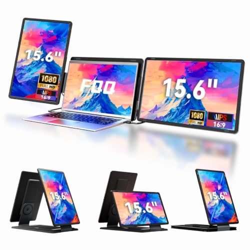 Laptop Screen Extender 15.6" Detachable Portable Monitor for Windows | Triple Screen Laptop Monitor Extender for 13-17.3" MacBook (excl. M1 M2 M3) FHD IPS Plug&Play for Travel Business Watch Party - size: 15.6-inch Screen Extender
