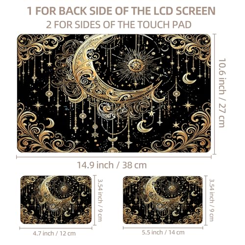 Universal Laptop Skin Sticker for 12/13/14/15.6 Inch Laptops, Reusable Vinyl Laptop Decal Cover, Waterproof Scratch Resistant Notebook Skin with 2 Wrist Pads,Golden Moon - color: Golden Moon