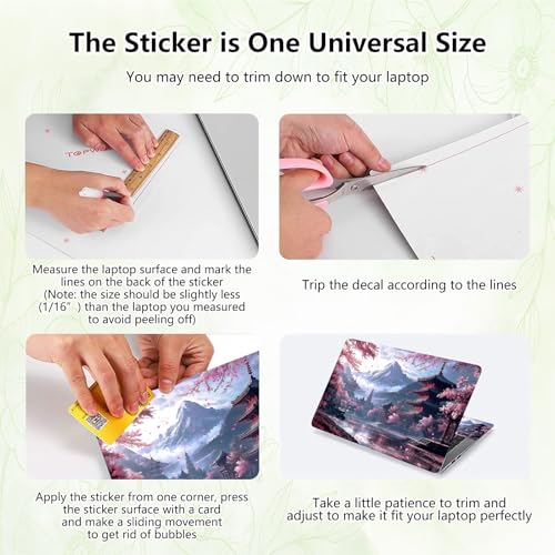 Laptop Skin Sticker Decal, Universal Reusable Vinyl Laptop Cover for 12" 13" 13.3" 14" 15" 15.4" 15.6" Notebook PC, Reusable Waterproof Scratch-Resistant with 2 Wrist Pads,Cherry Blossoms - color: Cherry Blossoms