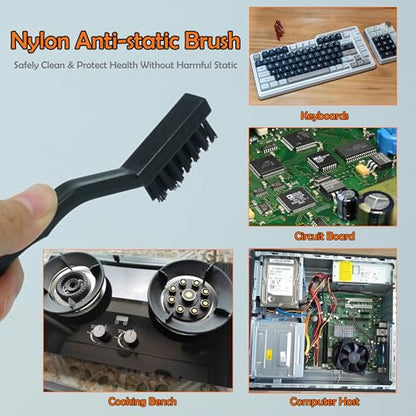 12PCS Anti Static ESD Cleaning Brush Kit – Precision Nylon Wire Brushes for PCB, Keyboard, Electronics – Safe, Scratch-Free Cleaning for Circuit Boards, Motherboards & Sensitive Components (Black)