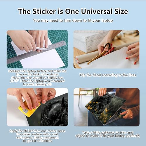Universal Laptop Skin Sticker with 2 Wrist Pad Skins, Waterproof Scratch Resistant Vinyl Laptop Cover Decal, Cut to Fit for 11–15.6 Inch MacBook HP Dell Lenovo, Black Horse - color: Black Horse