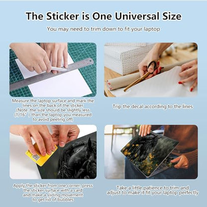 Universal Laptop Skin Sticker with 2 Wrist Pad Skins, Waterproof Scratch Resistant Vinyl Laptop Cover Decal, Cut to Fit for 11–15.6 Inch MacBook HP Dell Lenovo, Black Horse - color: Black Horse