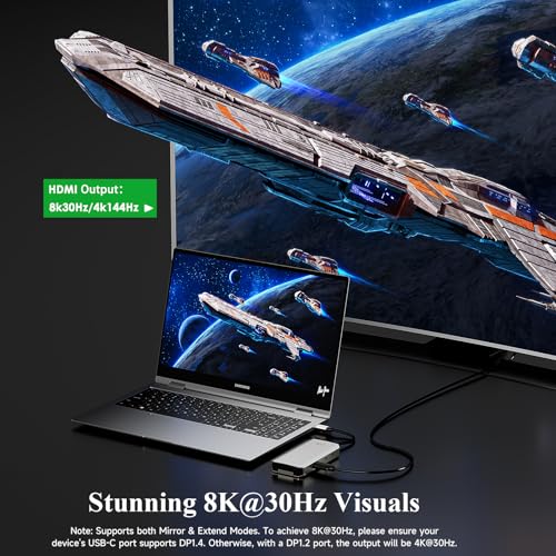 Minthouz USB C Docking Station,8-in-1 USB-C Hub with M.2 NVMe SATA SSD Enclosure,10Gbps Data Transfer, 8K@30Hz HDMI,87W PD,SD/TF Card Reader,USB 3.2 Hub for MacBook Pro/Air, Dell, HP Laptops