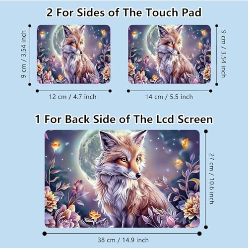 Universal Laptop Skin Sticker with 2 Wrist Pad Skins, Waterproof Scratch Resistant Vinyl Laptop Cover Decal, Cut to Fit for 11–15.6 Inch MacBook HP Dell Lenovo, Fox Flowers - color: Fox Flowers