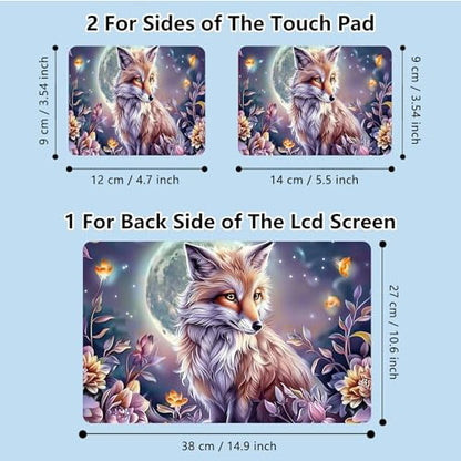 Universal Laptop Skin Sticker with 2 Wrist Pad Skins, Waterproof Scratch Resistant Vinyl Laptop Cover Decal, Cut to Fit for 11–15.6 Inch MacBook HP Dell Lenovo, Fox Flowers - color: Fox Flowers
