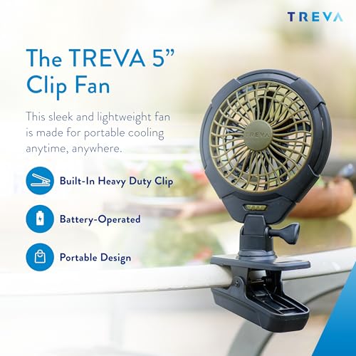 Treva 5 in Battery Powered Clip Fan with Clamp | Yes - style: 1 Pack