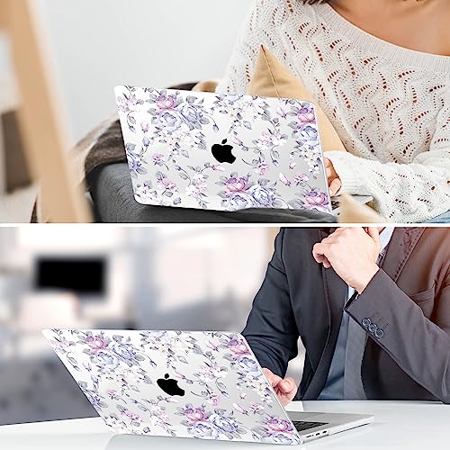 TWOLSKOO for MacBook Air 13 inch Case M5 2026 M4 2025 M3 M2 2024-2022 A3449 A3240 A3113 A2681, Plastic Hard Shell & Keyboard Cover & Screen Film for MacBook Air 13.6 inch Case, Purple Peony - color: Purple Peony