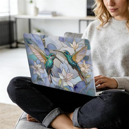 for MacBook Pro 16 Inch Release 2019 Model A2141 Clear Computer Case,Novelty Premium Pattern Hardshell Laptop Case Gilded Wings Stained Glass Hummingbirds Lilies - color: Gilded Wings Stained Glass Hummingbirds Lilies, size: A2141(16 inch)-Clear