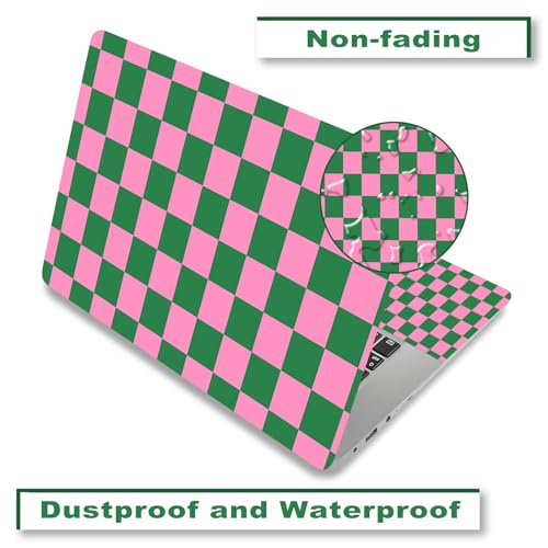 Laptop Decal Sticker Skin Cover, 11.6”12" 13" 13.3" 14" 15" 15.4" 15.6 inch Laptop Netbook Vinyl Skin Sticker Cover Art Notebook PC Reusable Protector (2 Wrist Pad Included), Pink Checkered - color: Pink Checkered