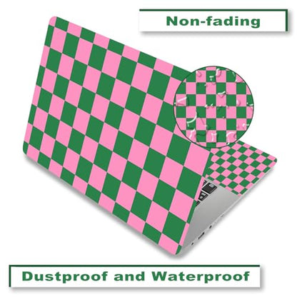 Laptop Decal Sticker Skin Cover, 11.6”12" 13" 13.3" 14" 15" 15.4" 15.6 inch Laptop Netbook Vinyl Skin Sticker Cover Art Notebook PC Reusable Protector (2 Wrist Pad Included), Pink Checkered - color: Pink Checkered