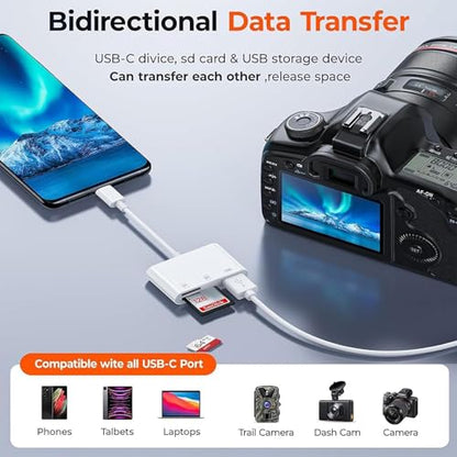 SD Card Reader for iPhone 17 16 15, MBODMI 3 in 1 SD/Micro SD Memory Card | for iPhone/ Mac, Digital Camera Adapter to iphone with USB A Port for Laptop and More Android USB-C Devices,No App Required - size: 3-IN-1