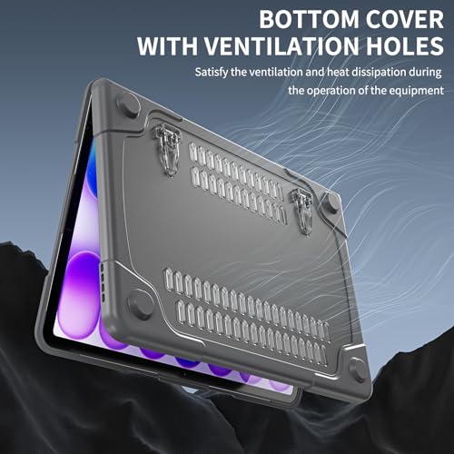 Batianda Heavy Duty Case for MacBook Neo 13 Inch 2026, Grey | Fits Model A3404 A18 Pro Chip, Ergonomic Foldable Stand Holds 22lbs, TPU Bumper, Matte Translucent Shockproof Hard Shell - color: Grey